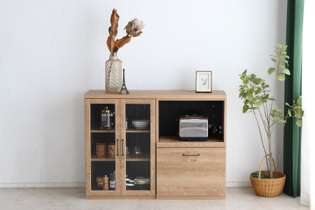 トラクト ガラス扉＋OP引出＋120天板 SN 【食器 キャビネット 家具 国産 組み合わせ 収納家具 完成品】(H060670)