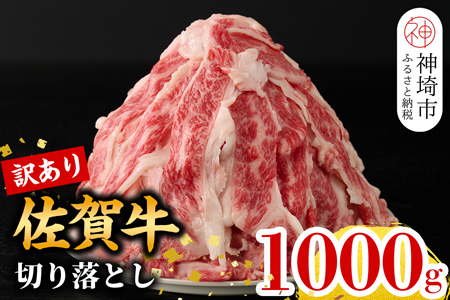 【3月発送】【訳あり】佐賀牛切り落とし1,000g【 冷凍 小分け 訳あり 訳アリ わけあり 肉 人気 規格外 不揃い 佐賀牛 A5 A4 黒毛和牛 国産 a5 a4 佐賀県 神埼市 500g × 2パック 合計 1kg 】(H106205)