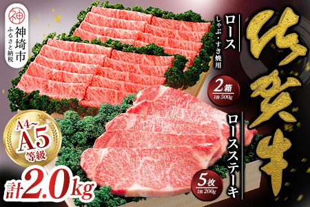佐賀牛)ロースステーキ200g×5枚とロースしゃぶ・すき焼用500g×2セット 【佐賀牛 佐賀県産 牛肉 ロース すき焼 しゃぶしゃぶ 精肉】(H040101)