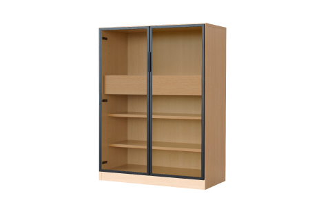 ロッコストレージ 900M ナチュラル【飾り棚 ディスプレイラック コレクションラック ガラス戸 本棚 収納 完成品】(H062253)