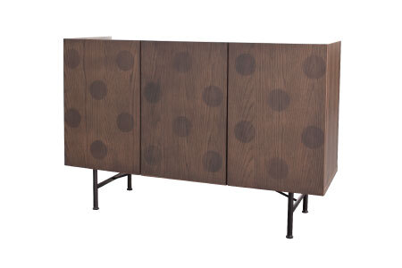 フォーグ 120サイドボード【リビングボード キャビネット リビング収納 水玉模様 収納 完成品】(H062254)