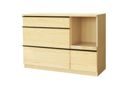 バルド 117キッチンカウンター ナチュラル【キッチンカウンター カウンター 食器棚 収納 飛散防止フィルム付き 完成品】(H062259)