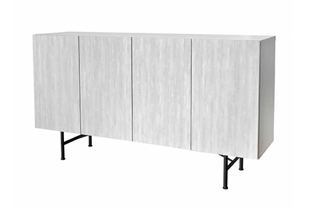 セロ 150サイドボード ライトグレイ【リビングボード サイドボード 紙漉き風模様 完成品 収納 家具】(H062274)