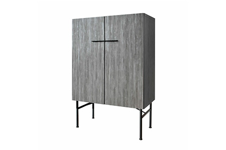 セロ 80キャビネット  ダークグレイ 【キャビネット リビング収納 紙漉き風模様 完成品 家具】(H062276)