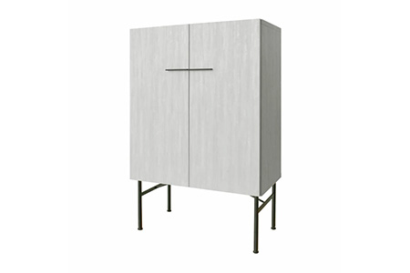 セロ 80キャビネット ライトグレイ 【キャビネット リビング収納 紙漉き風模様 完成品 家具】(H062277)