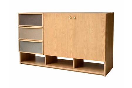 カルペア 135サイドボード ナチュラル【リビングボード サイドボード キャビネット リビング収納 真鍮つまみ 組立設置付 梱包材引き取り 収納 家具 国産】(H062291)