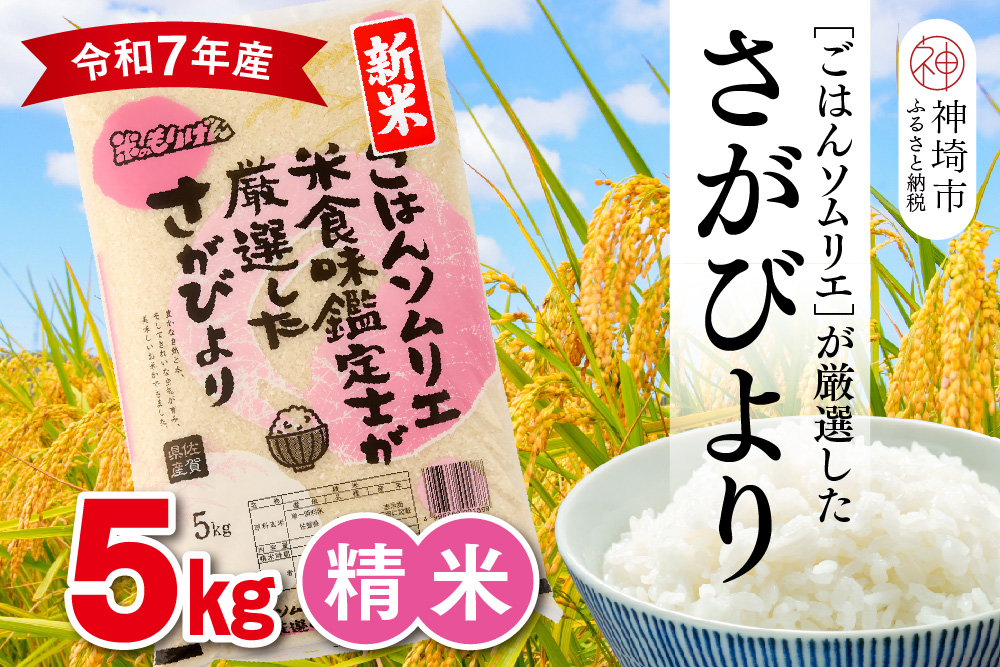 【令和7年産 新米】ごはんソムリエが厳選 白米 さがびより 5kg【神埼市産 米 お米 精米 白米 5kg さがびより ブランド米 食味鑑定士】(H063144)