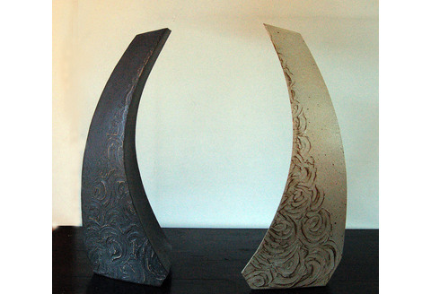 花器 A 白・黒セット 【一輪挿し 手作り 陶器 オブジェ インテリア 癒し 贈り物】(H038123)