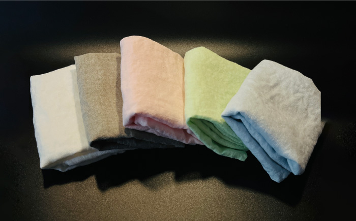 柔らか加工のリネン100％のバスタオル2枚、フェイスタオル5枚（5色）セット 吉野ヶ里町/Dondonyokunaru [FCF070]