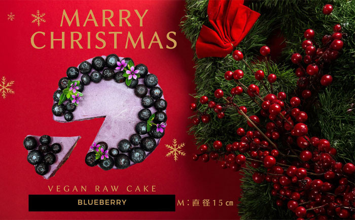 【限定50個】クリスマス限定☆植物性100％ Vegan Raw Cake blueberry（ブルーベリー/Mサイズ）お砂糖・小麦粉・乳製品不使用のスイーツ ヴィーガンローケーキ 【12月20～25日お届け】 吉野ヶ里町/どんどん良くなる [FCF071]
