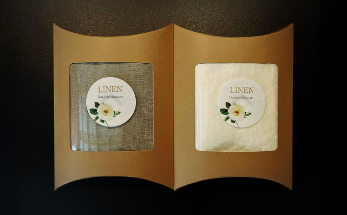 柔らか加工のリネン100％のフェイスタオル2枚（2色）セット 吉野ヶ里町/どんどん良くなる [FCF075]