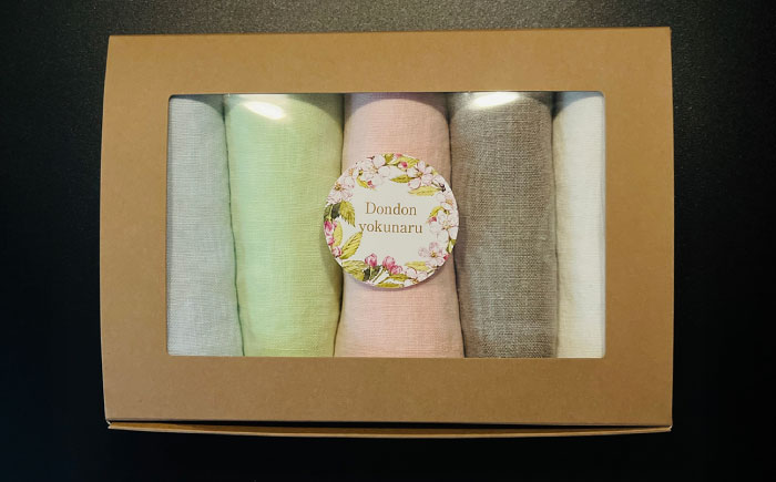 柔らか加工のリネン100％のフェイスタオル5枚（5色）セット 吉野ヶ里町/どんどん良くなる [FCF076]