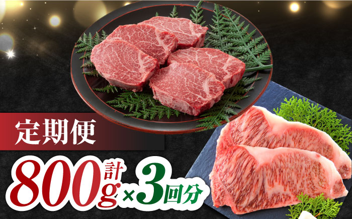 【3回定期便】艶さし！ 佐賀牛 ヒレステーキ＆サーロインステーキ 食べ比べ セット 計2.4kg  （ヒレ150g・サーロイン250g×各2枚×3回） 吉野ヶ里町 [FDB036]