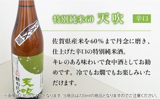 【The SAGA 認定酒】天吹2種飲み比べセット（純米大吟醸50/特別純米酒60 各720ml×1）【アスタラビスタ】 [FAM022]