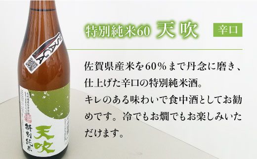 【The SAGA 認定酒】天吹2種飲み比べセット（純米大吟醸50/特別純米酒60 各1.8L×1）【アスタラビスタ】 [FAM023]
