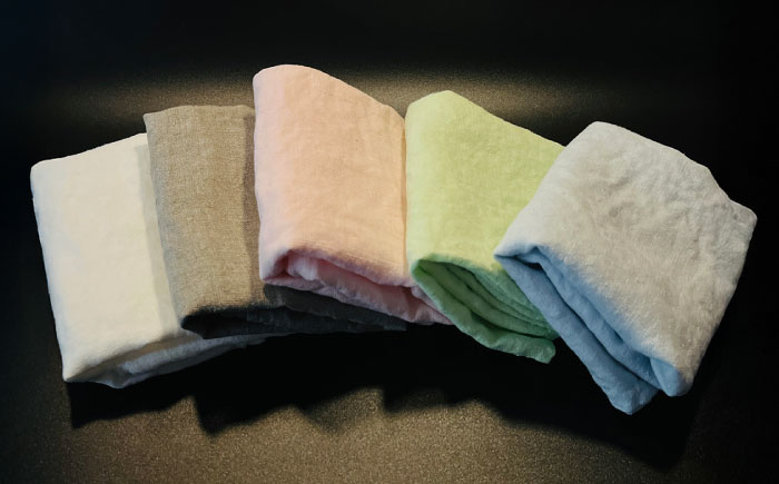 柔らか加工のリネン100％のフェイスタオル5枚（5色）セット 吉野ヶ里町/どんどん良くなる [FCF076]