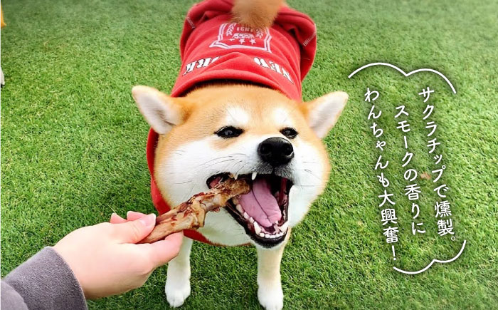 中型犬向け☆天然いのししのスモーク骨ガム4本 吉野ヶ里町/わんこin食堂 ペットフード[FCG054]