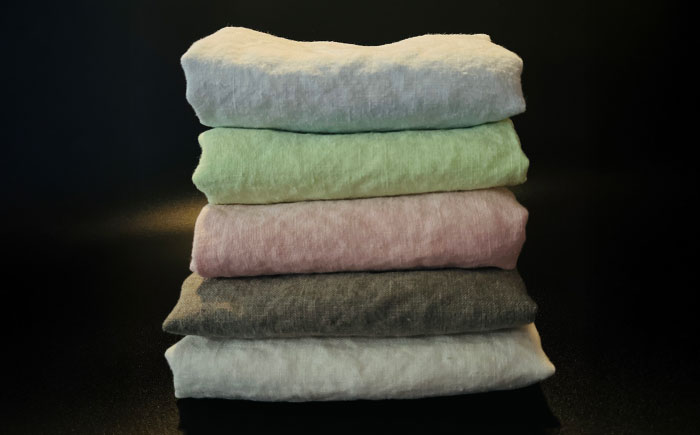 柔らか加工のリネン100％のフェイスタオル5枚（5色）セット 吉野ヶ里町/どんどん良くなる [FCF076]