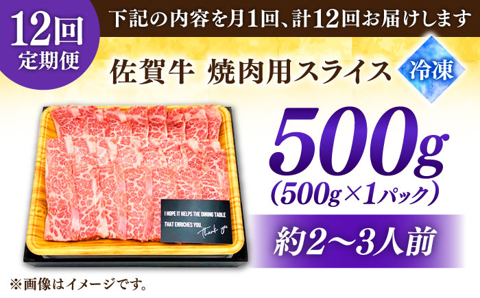 【12回定期便】 艶さし！ 佐賀牛 焼肉用 計6kg （500g×12回）  ※バラ・肩ロース・モモのいずれの部位※ 吉野ヶ里町[FDB035]