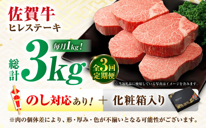 【全3回定期便】佐賀牛 ヒレステーキ 200g×5枚 吉野ヶ里町/丸宗ミート[FDP002]