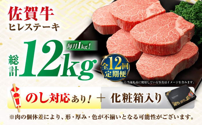 【全12回定期便】佐賀牛 ヒレステーキ 200g×5枚 吉野ヶ里町/丸宗ミート[FDP004]