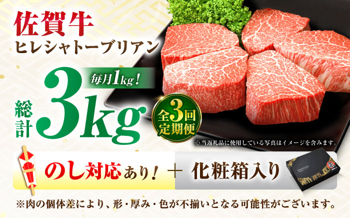 【全3回定期便】佐賀牛 ヒレシャトーブリアン 200g×5枚 吉野ヶ里町/丸宗ミート ステーキ[FDP006]