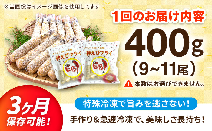 【全6回定期便】水産高校賞受賞！無頭「神えびフライ」9尾～11尾 400g 吉野ヶ里町/EBI研究所[FDE012]