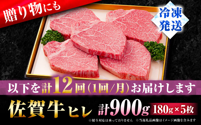 【全12回定期便】佐賀牛ヒレステーキ180g×5枚 [FBX034]