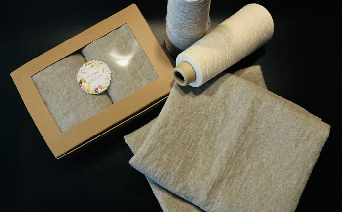 柔らか加工のリネン100％のバスタオル2枚セット 吉野ヶ里町/どんどん良くなる [FCF074]