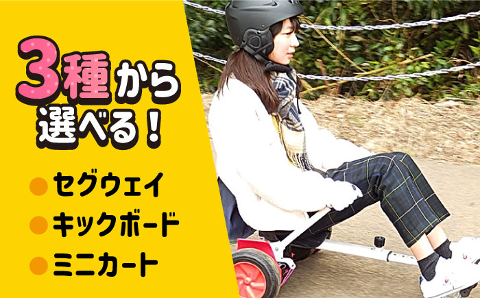 ＜駆け抜ける爽快感！＞セグウェイ・キックボード・ミニカートの中から選べる！30分利用券 2枚 吉野ヶ里/e-ビークルパーク [FCS002]