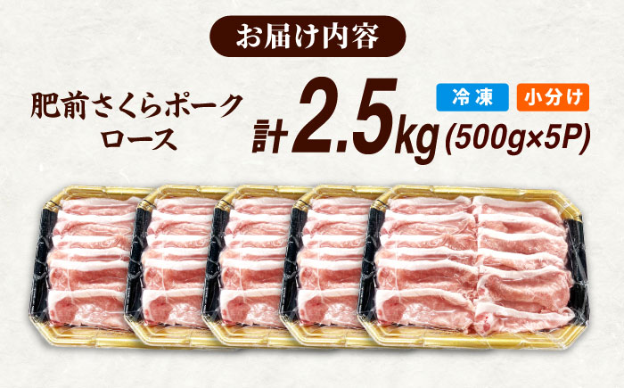 肥前さくらポーク ロース 500g × 5パック 計 2.5kg しゃぶしゃぶ 豚 豚肉 大容量 吉野ヶ里町/上場食肉 [FDQ004]