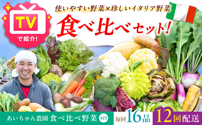 【16品×12回定期便】「使いやすい野菜」×「珍しいイタリア野菜」食べ比べセット 吉野ヶ里町/あいちゃん農園[FAA034]