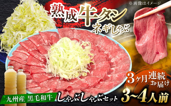 【全3回定期便】九州産 黒毛和牛 牛タンしゃぶしゃぶセット 500g 計1.5kg 吉野ヶ里町/やきとり紋次郎 [FCJ072]
