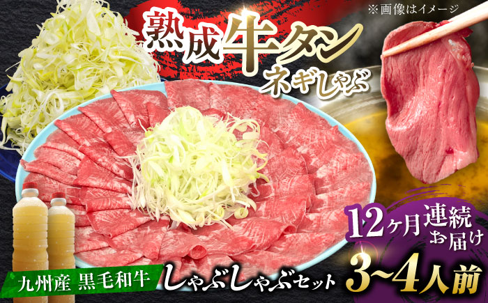 【全12回定期便】九州産 黒毛和牛 牛タンしゃぶしゃぶセット 500g 計6kg 吉野ヶ里町/やきとり紋次郎 [FCJ074]