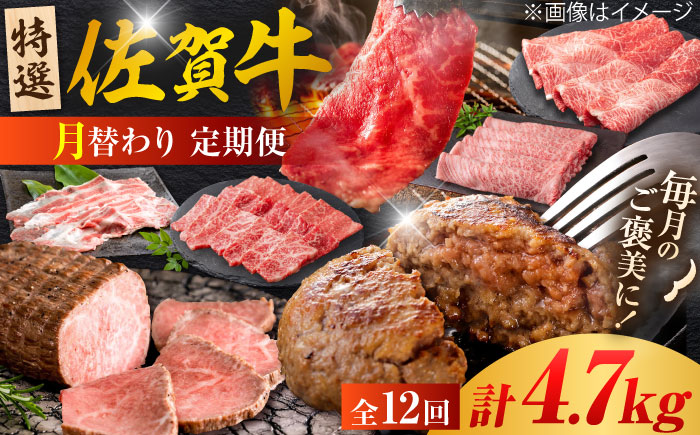 【全12回定期便】＜20万コース＞特選佐賀牛 月替わりバラエティパック 計4.7kg 株式会社弥川/吉野ヶ里町 [FCV004]