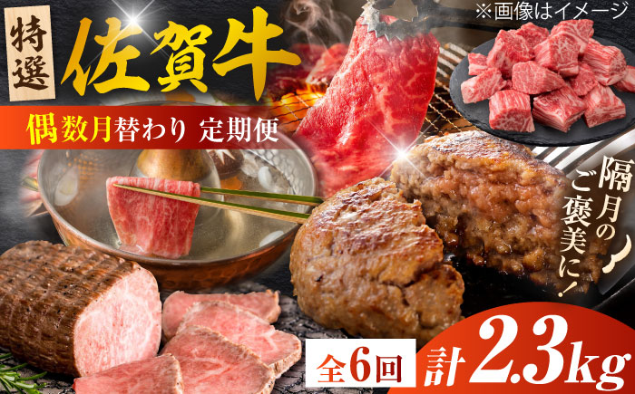 【全6回定期便/偶数月発送】＜10万コース＞特選佐賀牛 月替わりバラエティパック 計2.3kg 吉野ヶ里町/株式会社弥川[FCV007]