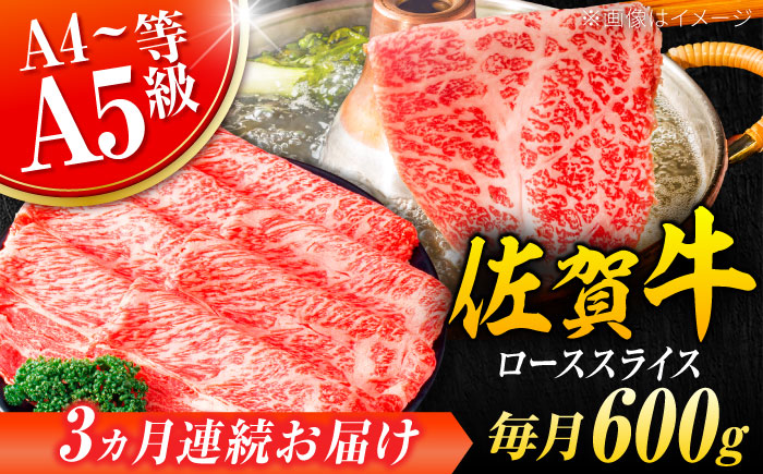【全3回定期便】小分けが嬉しい！ 艶さし 佐賀牛 ローススライス 600g（300g×2P） 吉野ヶ里町 [FDB054]