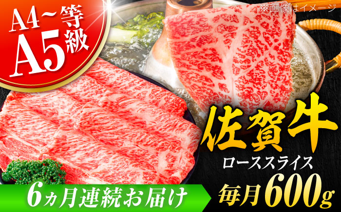 【全6回定期便】小分けが嬉しい！ 艶さし 佐賀牛 ローススライス 600g（300g×2P） 吉野ヶ里町 [FDB055]