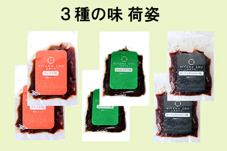 【3か月定期便】エミュー焼肉用3種の味セット【エミュー 基山産 高タンパク 高鉄分 低カロリー ヘルシー ジビエ 貴重肉 鉄分補給】K006329