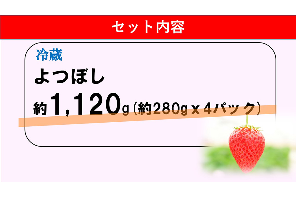 【先行受付 2026年1月より発送】【農場直送！】よつぼし(約280g×4P)【ふるさと納税 基山町産 いちご イチゴ 朝採れ 完熟果】K100002