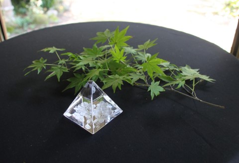 クリスタルガラス ペーパーウェイト 桜(ピラミッド型)【クリスタル グラス 桜 ガラス雑貨 オブジェ インテリア サンドブラスト 文鎮 プレゼント】 K024073