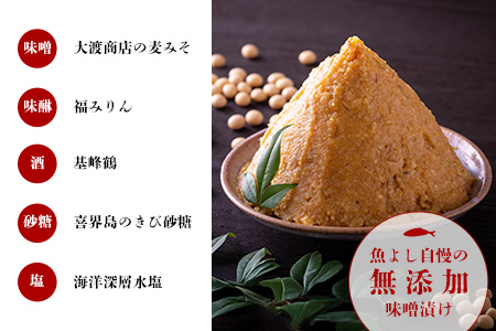 魚よし 特製 無添加 切身3種 味噌漬けセット(銀だら、紅鮭、さば)焼き 調理済み【小分け 真空パック真空個包装 簡単調理 健康志向 温めるだけ 冷凍 レンチン お弁当 お手軽】K095021