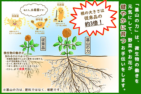 基山の力(竹チップと竹炭を使って作る牛ふん堆肥)【土壌改良剤 家庭菜園 観葉植物 植物の土 自然環境 臭わない 堆肥 土着菌 栄養 土壌浄化 ふるさと納税】K087007