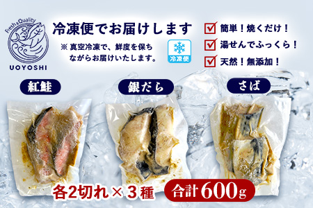 魚よし特製 無添加 切身3種 味噌漬けセット【三種の味噌漬け切身セット 紅鮭 銀だら さば 真空パック 無添加味噌だれ 風味豊かな味わい】K095018