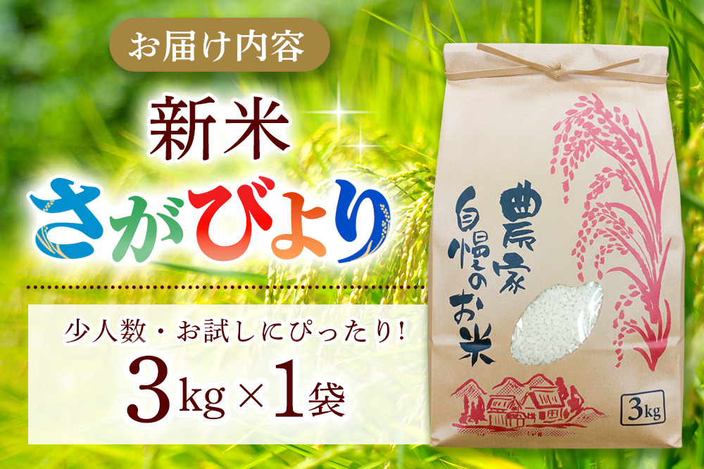 【連続特A受賞米】佐賀県基山町の米・令和7年産 さがびより(精米)3kg〈生産者直送〉【米 ブランド米 特A 冷めても美味い 3kg ふるさと納税 kome okome shinnmai shinmai】K094004