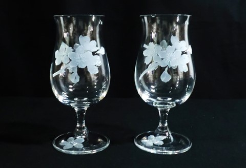 桜のチューリップグラス 2個入り【チューリップグラス クリスタル 桜 ギフト 御祝 記念日】 K024088