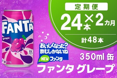 【2か月定期便】ファンタグレープ缶 350ml (24本×2回)【グレープ ファンタ 炭酸飲料 炭酸 果汁飲料 缶 350 イベント 子供に人気】K090485