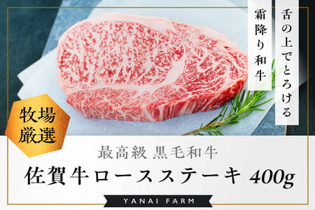 《佐賀牛》「梁井」霜降りロースステーキ 2枚 400g【佐賀牛 霜降り肉 ロース肉 サシ ステーキ 肉汁 とろける やわらか 美味しい ブランド肉】 K081037
