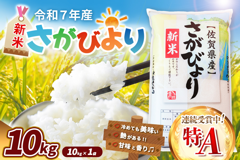 【令和7年産新米】さがびより 10kg【特A米 米 ブランド米 県産米 精米 ごはん おにぎり お弁当 ふっくら もっちり kome okome shinnmai shinmai】K018035