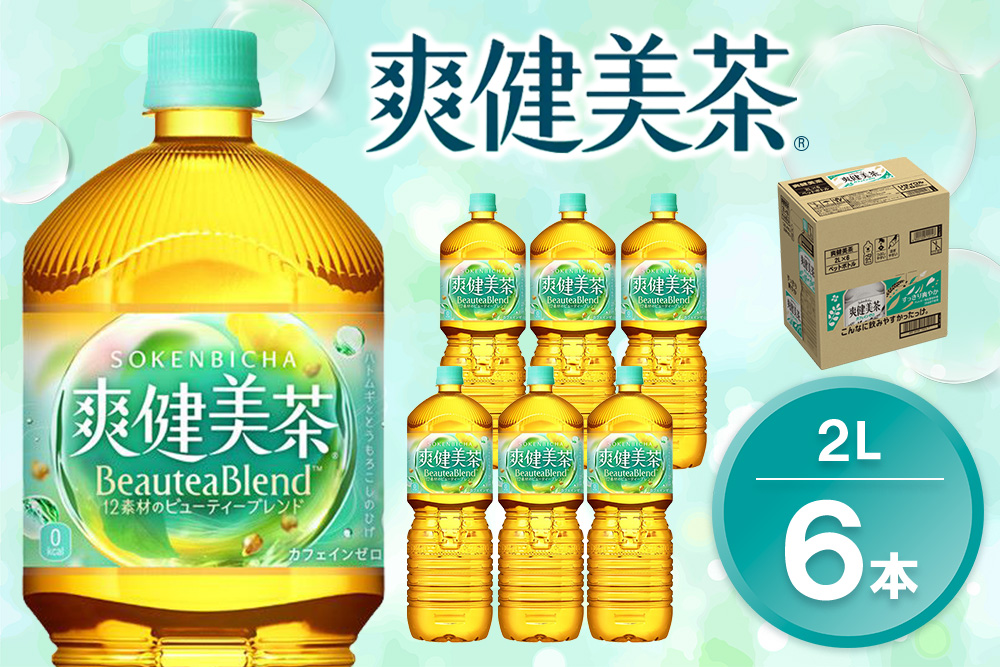 爽健美茶 2L×6本(1ケース)【コカコーラ カフェインゼロ 香ばしい おいしい ブレンド茶 お茶 ハトムギ 玄米 大麦 ドクダミ ハブ茶 飲料 ペットボトル 備蓄 防災 熱中症】K090078
